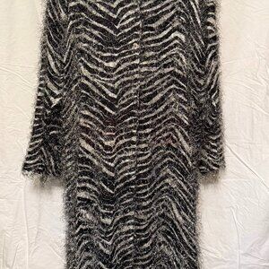 Vintage Textured Zebra Print Fuzzy Jacket - by cdw Size 1X